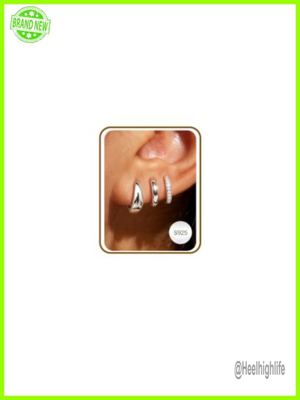 925 Sterling Silver Huggie Hoop Earrings 14K Gold Plated Set